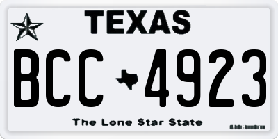 TX license plate BCC4923