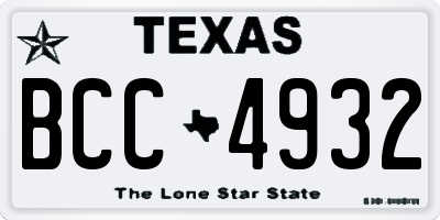 TX license plate BCC4932