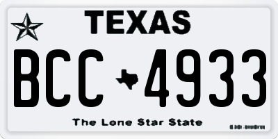 TX license plate BCC4933