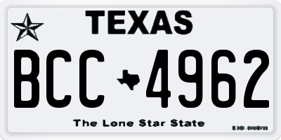 TX license plate BCC4962