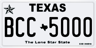 TX license plate BCC5000