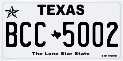 TX license plate BCC5002