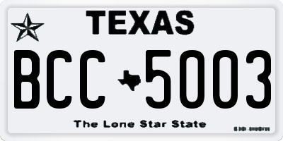 TX license plate BCC5003