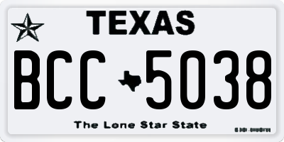 TX license plate BCC5038