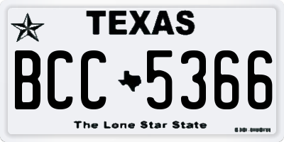 TX license plate BCC5366