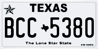 TX license plate BCC5380