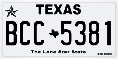 TX license plate BCC5381