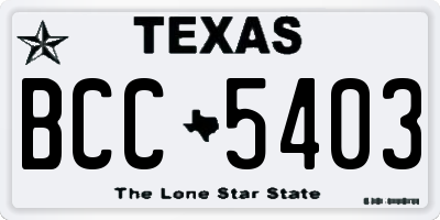 TX license plate BCC5403