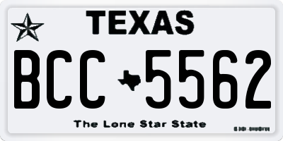 TX license plate BCC5562