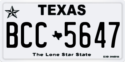 TX license plate BCC5647