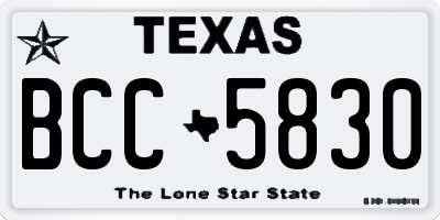 TX license plate BCC5830
