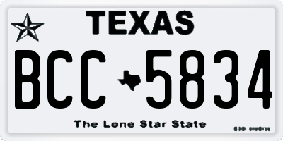 TX license plate BCC5834