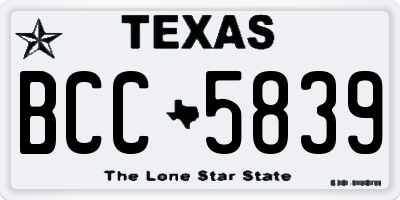 TX license plate BCC5839