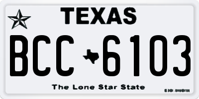 TX license plate BCC6103