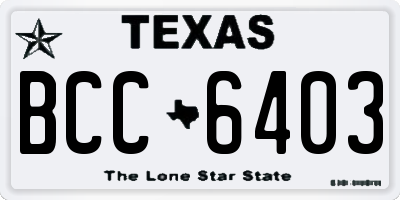 TX license plate BCC6403