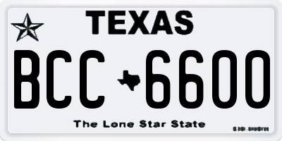 TX license plate BCC6600