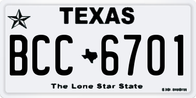 TX license plate BCC6701