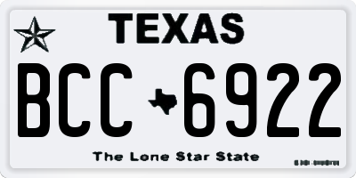 TX license plate BCC6922