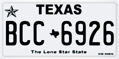TX license plate BCC6926