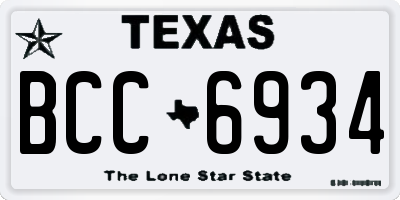 TX license plate BCC6934