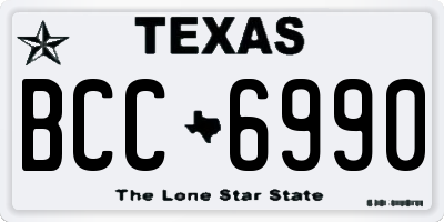 TX license plate BCC6990