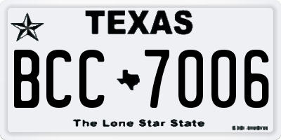 TX license plate BCC7006