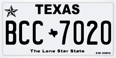 TX license plate BCC7020