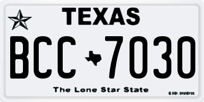 TX license plate BCC7030