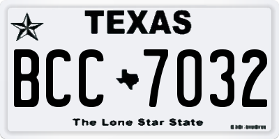 TX license plate BCC7032