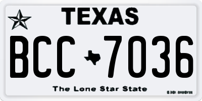 TX license plate BCC7036