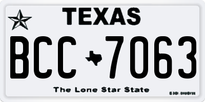 TX license plate BCC7063