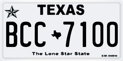 TX license plate BCC7100