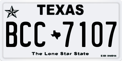 TX license plate BCC7107