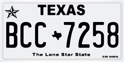 TX license plate BCC7258