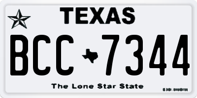 TX license plate BCC7344