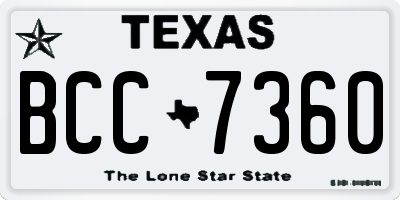 TX license plate BCC7360