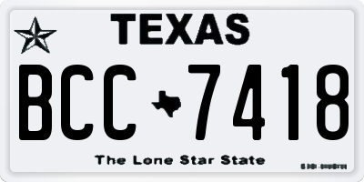 TX license plate BCC7418