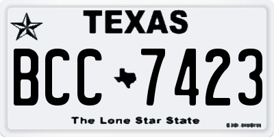 TX license plate BCC7423
