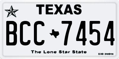 TX license plate BCC7454