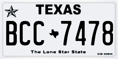 TX license plate BCC7478