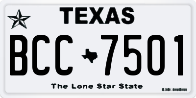 TX license plate BCC7501