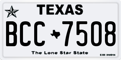 TX license plate BCC7508