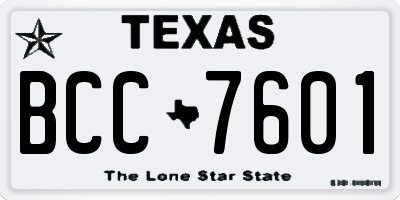 TX license plate BCC7601