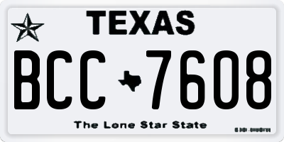 TX license plate BCC7608