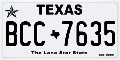 TX license plate BCC7635
