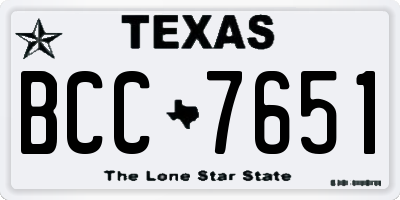 TX license plate BCC7651
