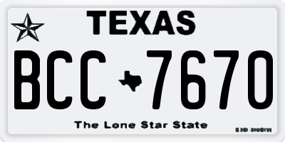 TX license plate BCC7670