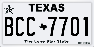 TX license plate BCC7701
