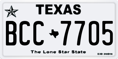 TX license plate BCC7705