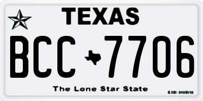 TX license plate BCC7706